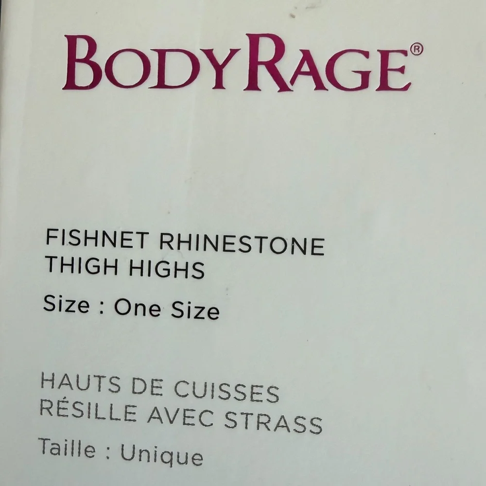 Body Rage Fishnet Rhinestone Thigh Highs - One Size